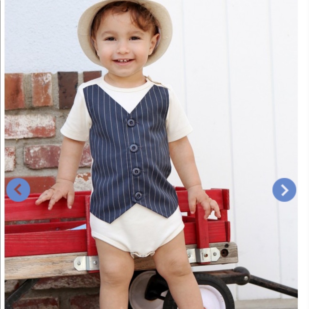 Rugged Butts 3-6M ivory w/gray pinstripe 1 piece